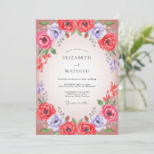 Invitation Couronne de mariage Deep Burgundy Periwinkle (Debout devant)