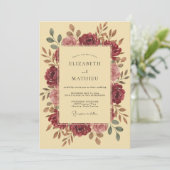 Invitation Couronne de mariage Deep Maroon (Debout devant)