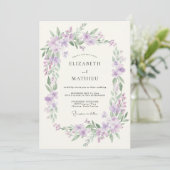 Invitation Couronne de mariage délicate lilas (Debout devant)