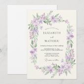 Invitation Couronne de mariage délicate lilas (Devant / Derrière)