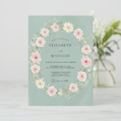 Invitation Couronne de mariage délicate vert sauge (Debout devant)