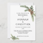 Invitation Couronne de mariage d'hiver avec branches de sapin (Devant)