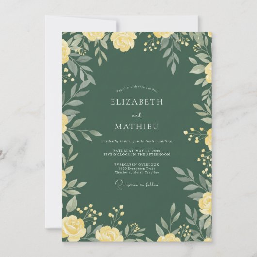 Invitation Couronne de mariage dorée moussue (Devant)
