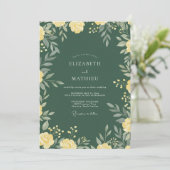 Invitation Couronne de mariage dorée moussue (Debout devant)