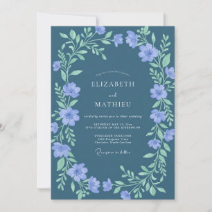 Invitation Couronne de mariage douce pervenche menthe
