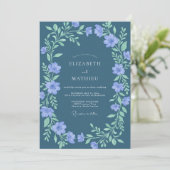 Invitation Couronne de mariage douce pervenche menthe (Debout devant)