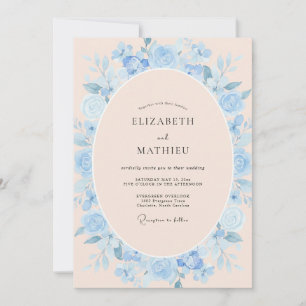 Invitation Couronne de mariage dusty peach pervenche