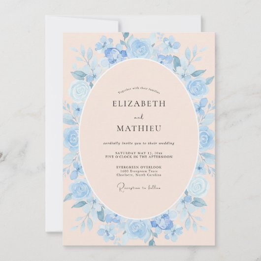 Invitation Couronne de mariage dusty peach pervenche (Devant)