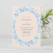 Invitation Couronne de mariage dusty peach pervenche (Debout devant)