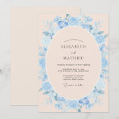 Invitation Couronne de mariage dusty peach pervenche (Devant / Derrière)