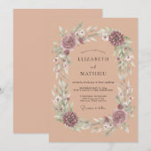 Invitation Couronne de mariage Dusty Rose (Devant / Derrière)