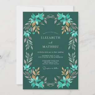 Invitation Couronne de mariage émeraude verdoyante