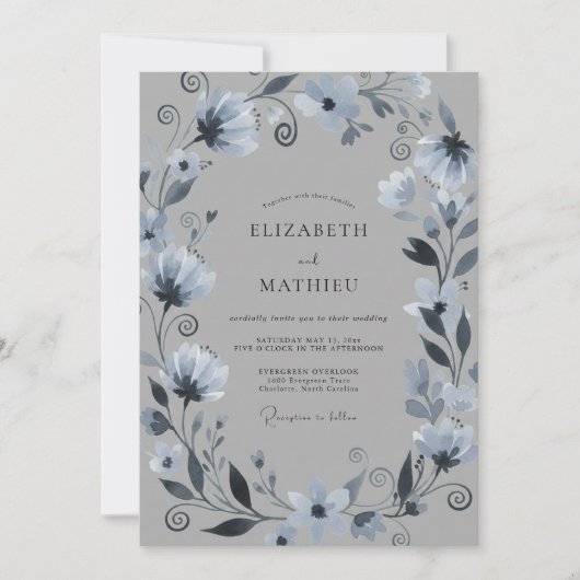 Invitation Couronne de mariage en acier doux Pervenche (Devant)