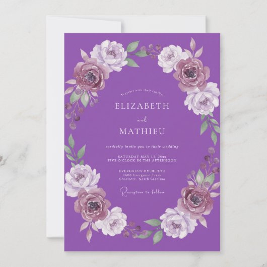 Invitation Couronne de mariage en améthyste (Devant)