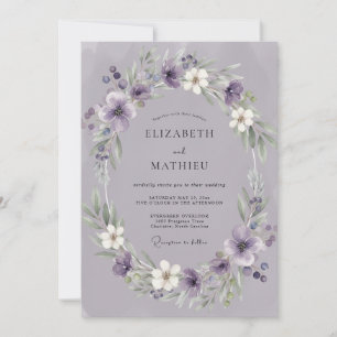 Invitation Couronne de mariage en améthyste assourdie