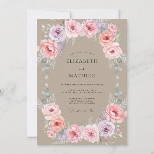 Invitation Couronne de mariage en améthyste de sable (Devant)