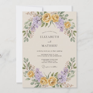 Invitation Couronne de mariage en améthyste dorée