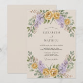Invitation Couronne de mariage en améthyste dorée (Devant / Derrière)