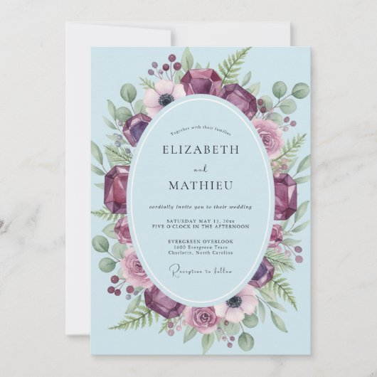 Invitation Couronne de mariage en Améthyste prune (Devant)