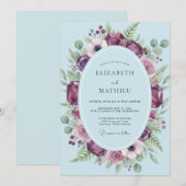 Invitation Couronne de mariage en Améthyste prune (Devant / Derrière)