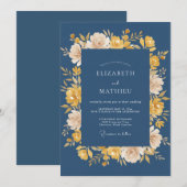 Invitation Couronne de mariage en ardoise moutarde (Devant / Derrière)