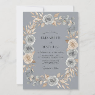 Invitation Couronne de mariage en champagne en acier