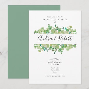Invitation Couronne de mariage en eucalyptus à feuillage bota