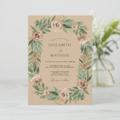 Invitation Couronne de mariage en eucalyptus beige (Debout devant)