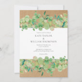 Invitation Couronne de mariage en eucalyptus verdure rustique (Devant)