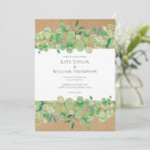 Invitation Couronne de mariage en eucalyptus verdure rustique (Debout devant)