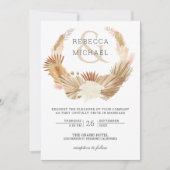 Invitation Couronne de mariage en herbe de Pampas Bohème rust (Devant)