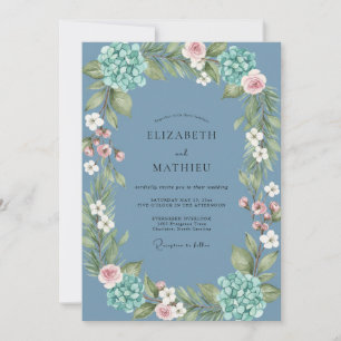 Invitation Couronne de mariage en Hydrangea ardoise