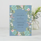 Invitation Couronne de mariage en Hydrangea ardoise (Debout devant)