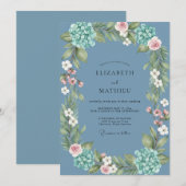 Invitation Couronne de mariage en Hydrangea ardoise (Devant / Derrière)