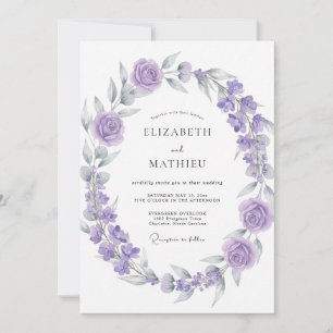 Invitation Couronne de mariage en lilas et violette tendre