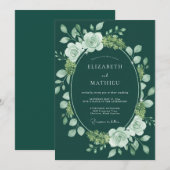 Invitation Couronne de mariage en menthe bleue (Devant / Derrière)