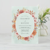 Invitation Couronne de mariage en mint à rouille (Debout devant)