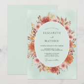 Invitation Couronne de mariage en mint à rouille (Devant / Derrière)