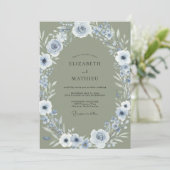Invitation Couronne de mariage en mousse de pervenche (Debout devant)