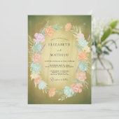 Invitation Couronne de mariage en mousse d'or (Debout devant)
