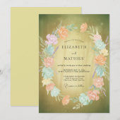 Invitation Couronne de mariage en mousse d'or (Devant / Derrière)
