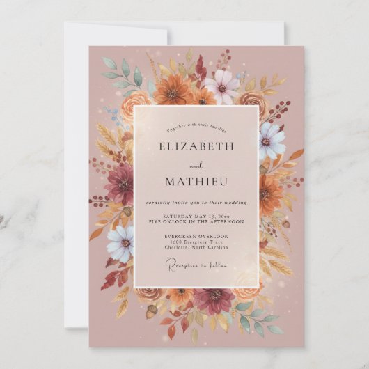 Invitation Couronne de mariage en ocre argileux (Devant)
