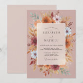 Invitation Couronne de mariage en ocre argileux (Devant / Derrière)