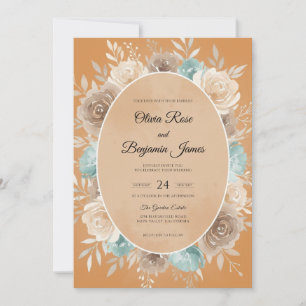 Invitation Couronne de mariage en ocre doré