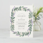 Invitation Couronne de mariage en olive améthyste (Debout devant)