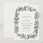 Invitation Couronne de mariage en olive améthyste (Devant / Derrière)