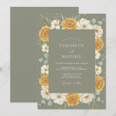 Invitation Couronne de mariage en or moutarde (Devant / Derrière)