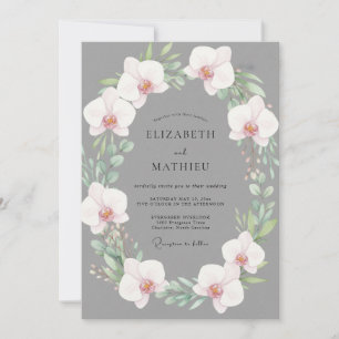Invitation Couronne de mariage en orchidée ardoise