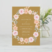 Invitation Couronne de mariage en pêche dorée (Debout devant)