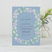 Invitation Couronne de mariage en pervenche d'acier (Debout devant)
